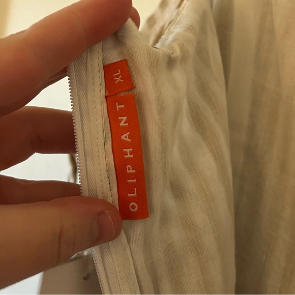 NWT Oliphant Made in India 100% Cotton Samoa Gold Stripe Ruffle Midi Dress XL - Picture 6 of 8